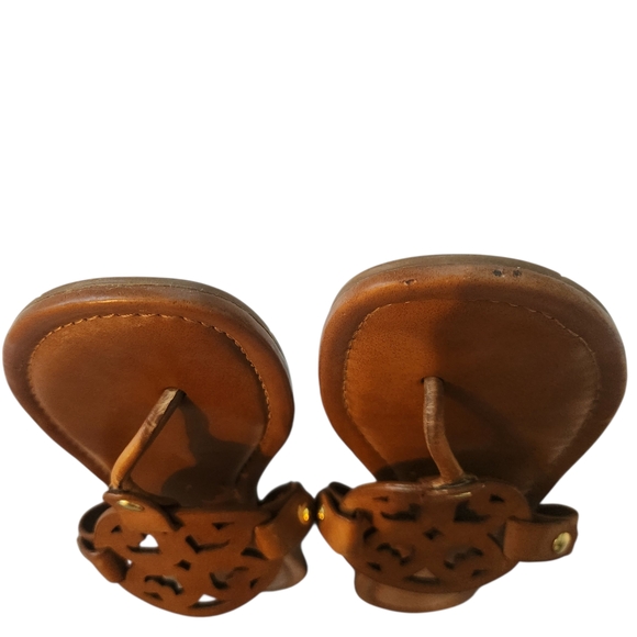 Franco Fortini Brown Leather Sandals with Cut-Out Design Size: 6 - Picture 6 of 11